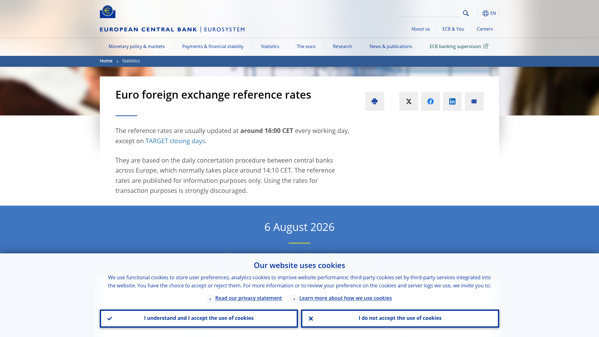 The ECB euro foreign-exchange reference rates page
